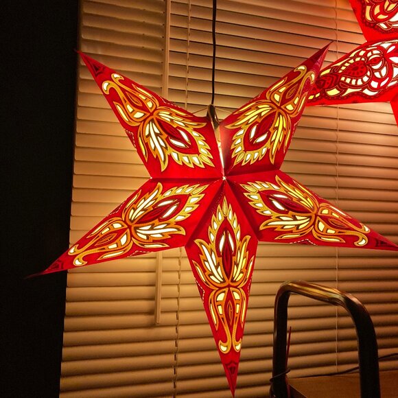 3 Star Paper Lanterns + Triple Socket Cord! Whimsigoth Cottagecore Cozy Hygge - Picture 3 of 5